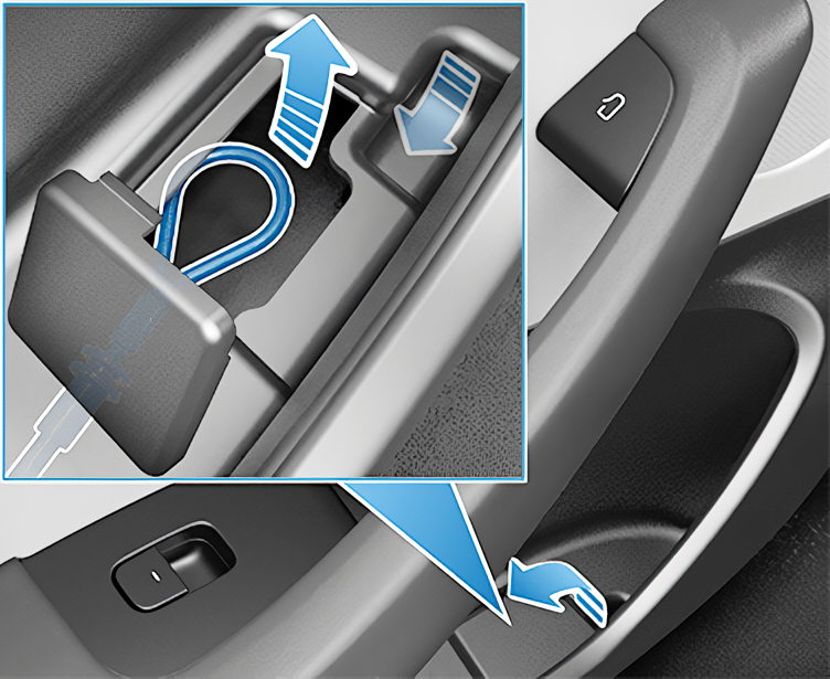 Diagram of how to
    operate the rear door release in a Model 3